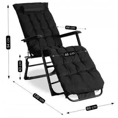 Складаний шезлонг MEBEL ELITE EDISON Чорний Складаний шезлонг MEBEL ELITE EDISON Чорний