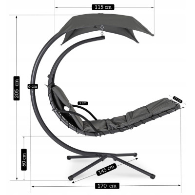 Підвісний шезлонг Mebel Elite REBECA Сірий