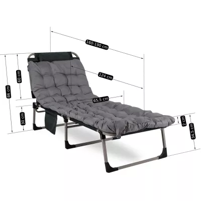 Складаний шезлонг MEBEL ELITE VENUS Сірий Складаний шезлонг MEBEL ELITE VENUS Сірий